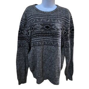 Knit Black White Sweater Geometric gorpcore warm winter ski party cottagecore